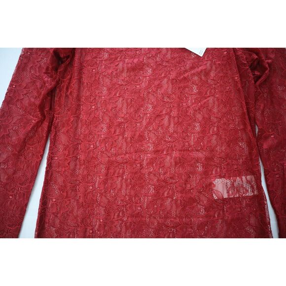 Anthropologie OB1565992 Women's Sz M Red Lace Layering Mock Neck L/S Top - Picture 5 of 7